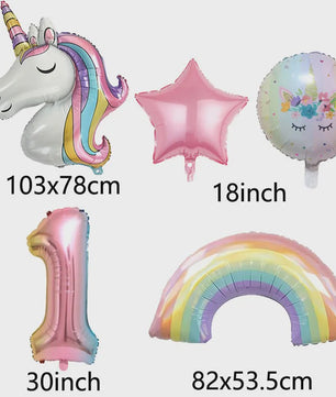 Regenboog Eenhoorn Folieballon Set - 32 Inch Gegradueerde Cijferballon voor Feestjes