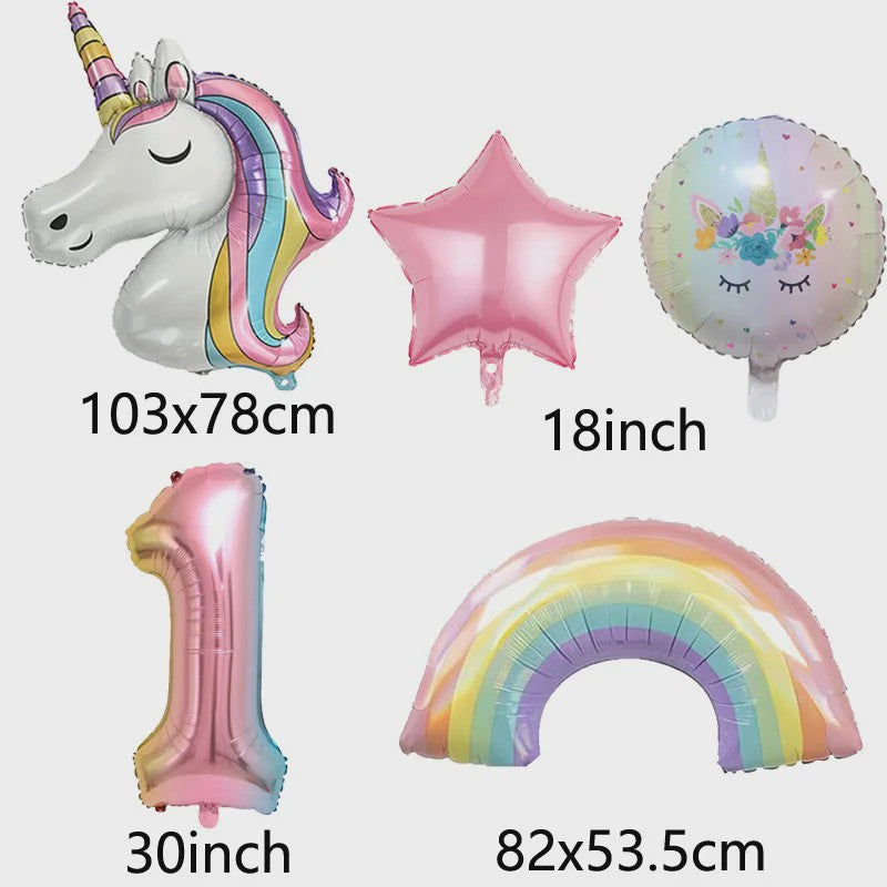 Regenboog Eenhoorn Folieballon Set - 32 Inch Gegradueerde Cijferballon voor Feestjes