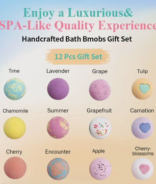 Luxe Badbom Geschenkset - 12 Handgemaakte Natuurlijke Aromatherapie Bruisballen