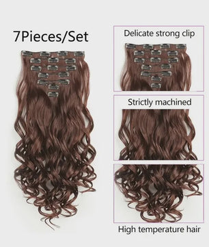 Clip-in Haarverlenging 7 Delig - 55cm Lang Krullend Synthetisch Haar