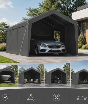 Robuuste Tent Carport 3.65 x 6.09 M - Jaarrond Bescherming met Afneembare Zijwanden