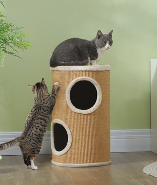 Kattenkrabpaal Toren met 2 Niveaus en Sisal Bekleding - Ø 35x60 cm