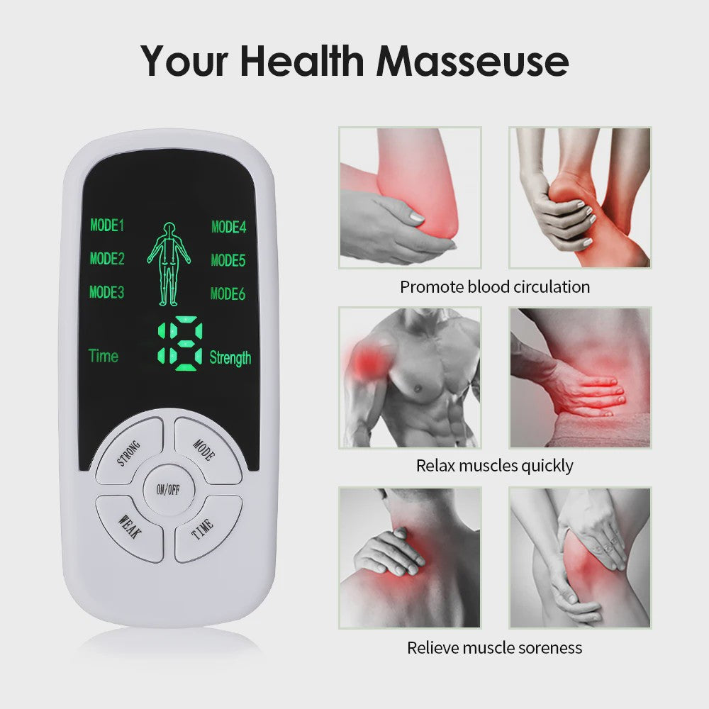 Digitale EMS Spierstimulator: Massageapparaat voor Rug, Nek & Lichaam met TENS