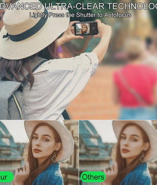 Ourlife Digitale Camera 5K 80MP met 18x Zoom, WIFI & Dual IPS Scherm - Vintage Vlog Camera