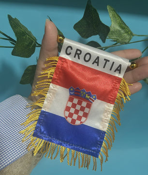 Mini Vlag Kroatië voor Auto - 8x12cm Polyester, Dubbelzijdig Bedrukt, Hangend