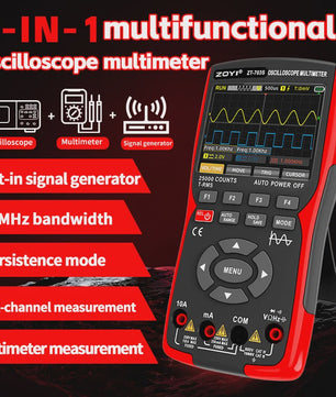 ZOYI ZT-703S: 3-in-1 Oscilloscope, Multimeter & Signaalgenerator (50MHz)