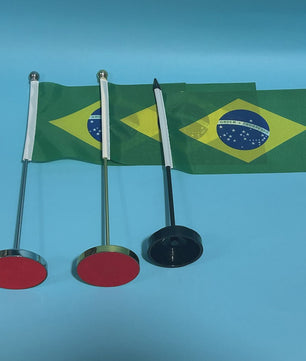 Bureauvlag Brazilië 14x21cm - Polyester Nationale Vlag met Standaard