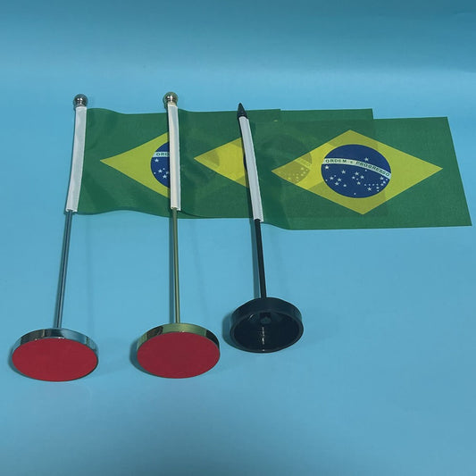 Bureauvlag Brazilië 14x21cm - Polyester Nationale Vlag met Standaard