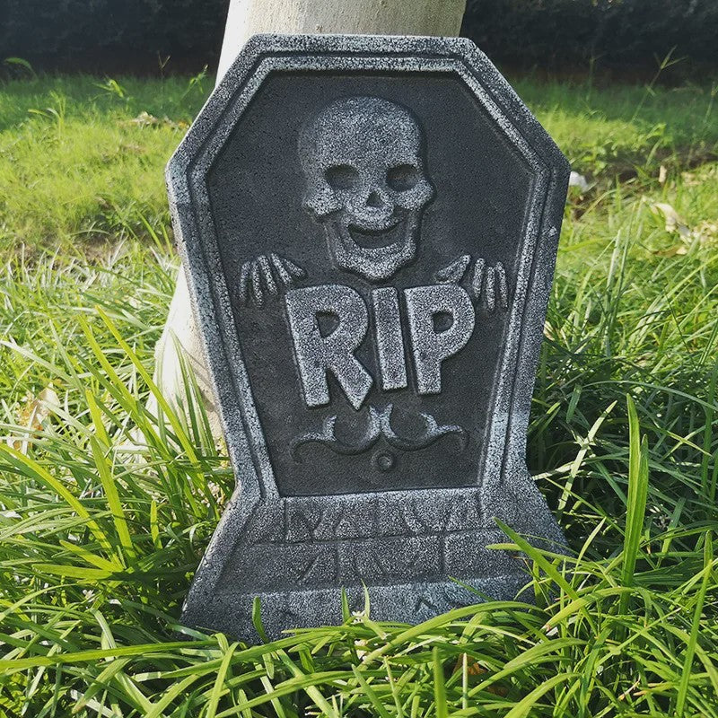 4x Halloween Grafsteen Decoratie - RIP Schedel Grafsteen voor Tuin & Feest