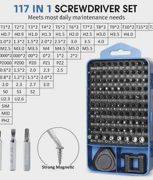 117-delige Precisie Schroevendraaierset: Magnetisch, Torx & Hex Bits voor iPhone, Mac, PC Reparatie