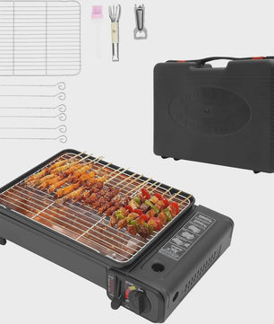 Draagbare Gas BBQ Grill & Camping Stoof met Grillnet en Draagtas