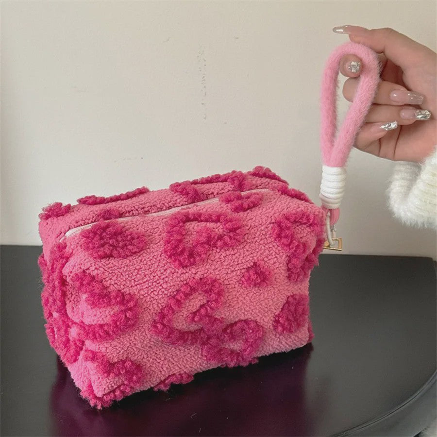Pluche Make-up Tas met Lus - Zacht Reisetui voor Cosmetica & Pennen