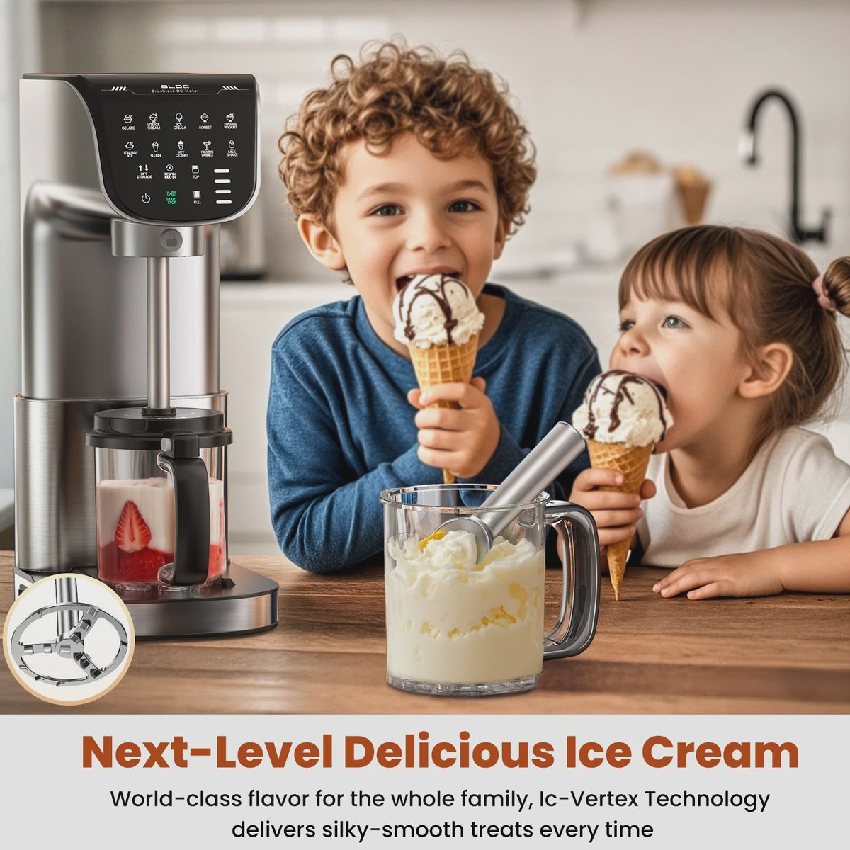 Automatische IJsmachine 12-in-1: Maak IJsl, Sorbet, Frozen Yogurt & Smoothies