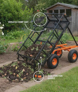 Metalen Kiepwagen Tuinwagen met 400 kg Laadvermogen en 25.4 cm Banden - Eenvoudig te Monteren