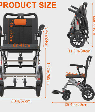 Lichtgewicht Opvouwbare Rolstoel voor Volwassenen - Aluminium Frame, 16" Zitting