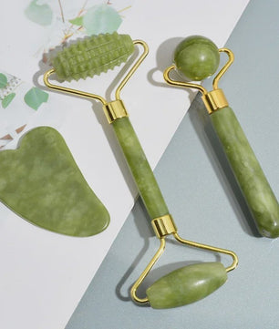 Natuurlijke Jade Roller & Gua Sha Set - Gezichts- en Lichaamsmassage voor Ontspanning en Lifting