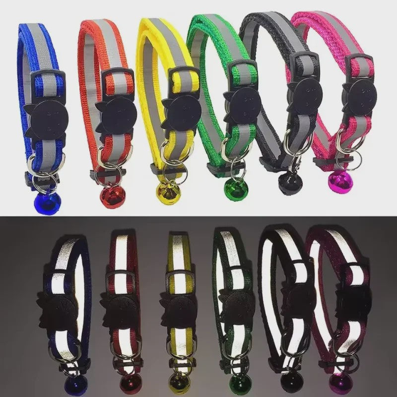 Reflecterende Halsband voor Katten & Kittens met Veiligheidsgesp en Belletje - Verstelbaar & Zacht