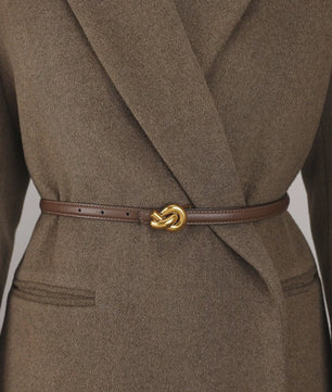 Dames Riem Echt Leer met Gouden Knoop Gesp - Stijlvol voor Jurken & Jeans