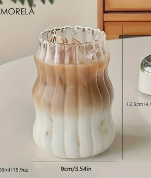 Set Glazen Tumblers met Verticale Ribbels - Hittebestendig Glas voor Koffie, Thee & Water