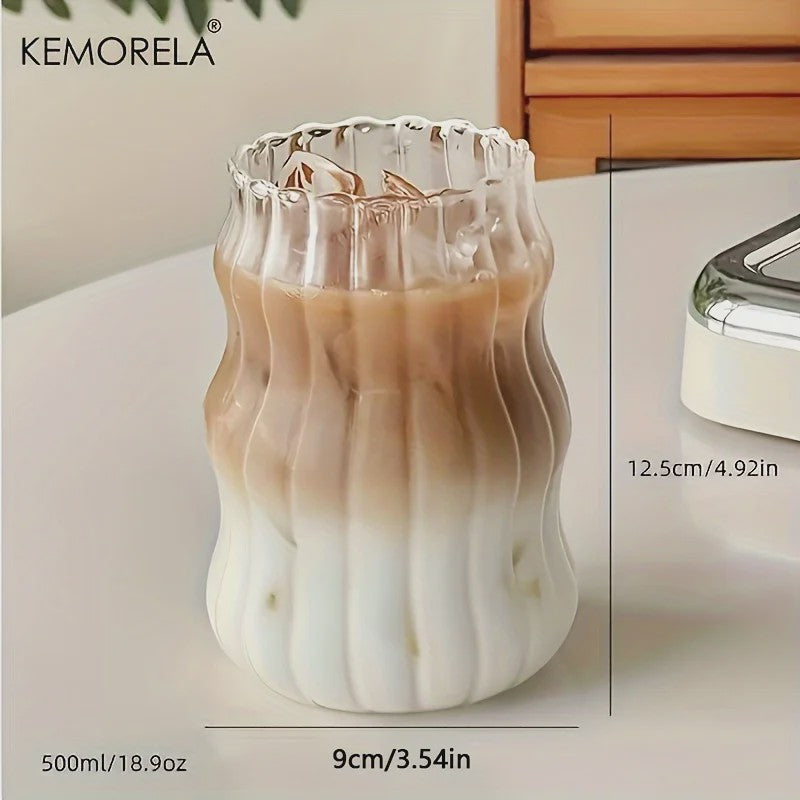 Set Glazen Tumblers met Verticale Ribbels - Hittebestendig Glas voor Koffie, Thee & Water