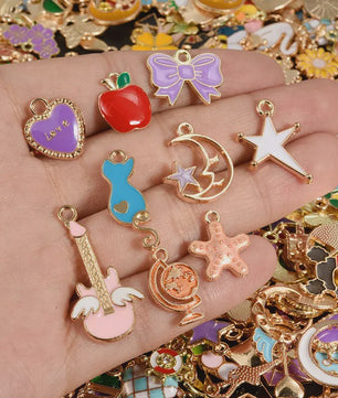 Grote Mix Bedeltjes (30/60/100 stuks) - Enamel & Drip Oil - Voor Sieraden Maken