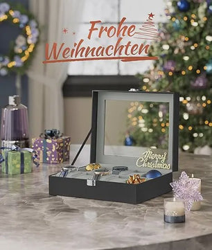 Luxe Horlogedoos met 10 Vakken, Glazen Deksel en Zachte Fluweel Voering - Perfecte Opslag voor Uw Collectie