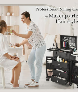 Professionele Make-up Trolley Koffer op Wielen - Mobiel Barber Station met Lades en Slot