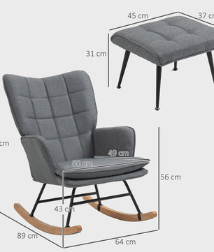 Comfortabele Schommelstoel met Voetenbank en Dik Kussen - Draagvermogen 130 kg