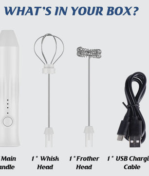 Draadloze Mini Melkopschuimer met USB Opladen - 3 Snelheden & Verwisselbare Opzetstukken