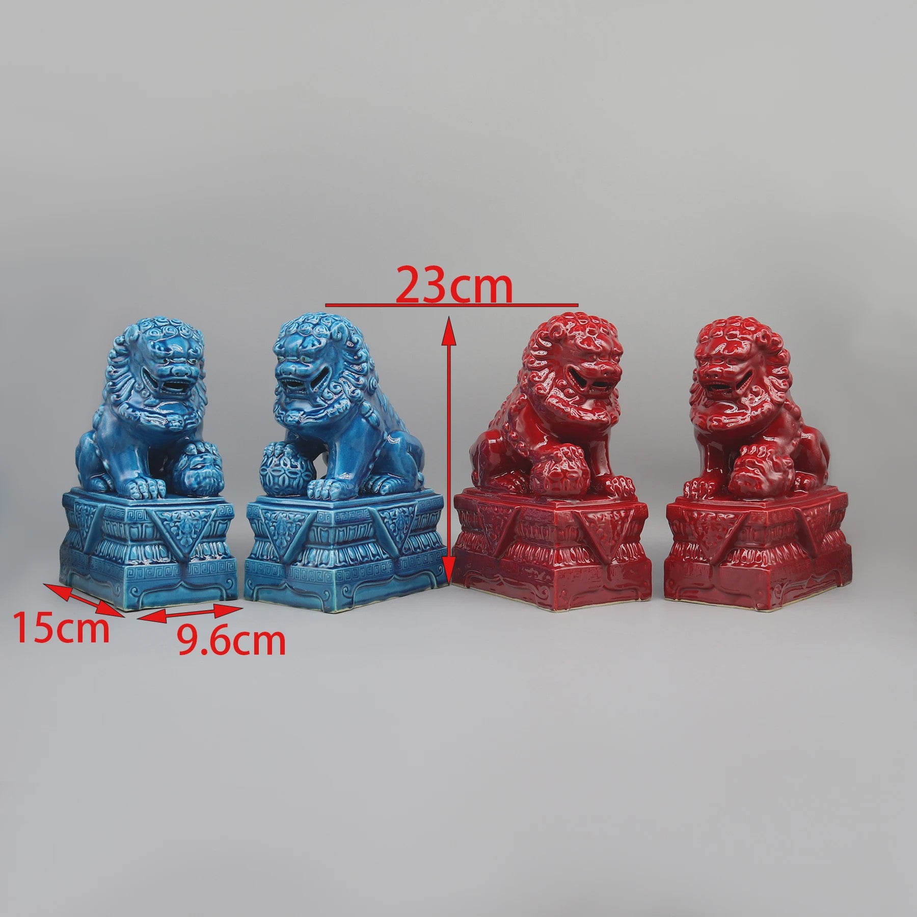 Set van 2 Chinese Foo Dogs Leeuwenbeelden - Keramiek - Woondecoratie
