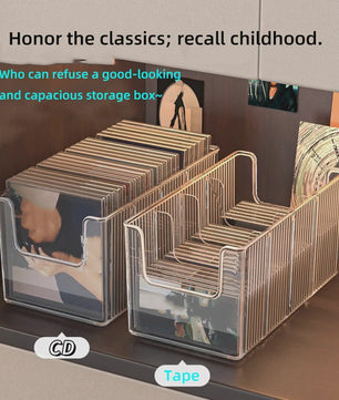 Stijlvolle Opbergbox voor CD's, Vinylplaten en Cassettebandjes - Desktop Organizer