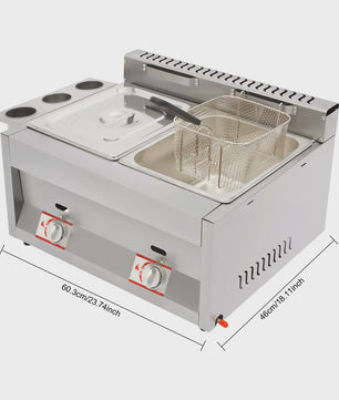 Professionele Dubbele Gas Frituurpan 12.68Qt met Dubbele Temperatuurregeling - Hoge Capaciteit