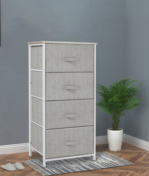 HOMCOM Ladekast met 4 Stoffen Laden en Metalen Frame - 45x30x92 cm