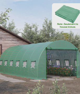 Outsunny Tunnelkas Hoes 6x3x2m - UV-bestendig, Waterdicht met 12 Ramen & Roldeur