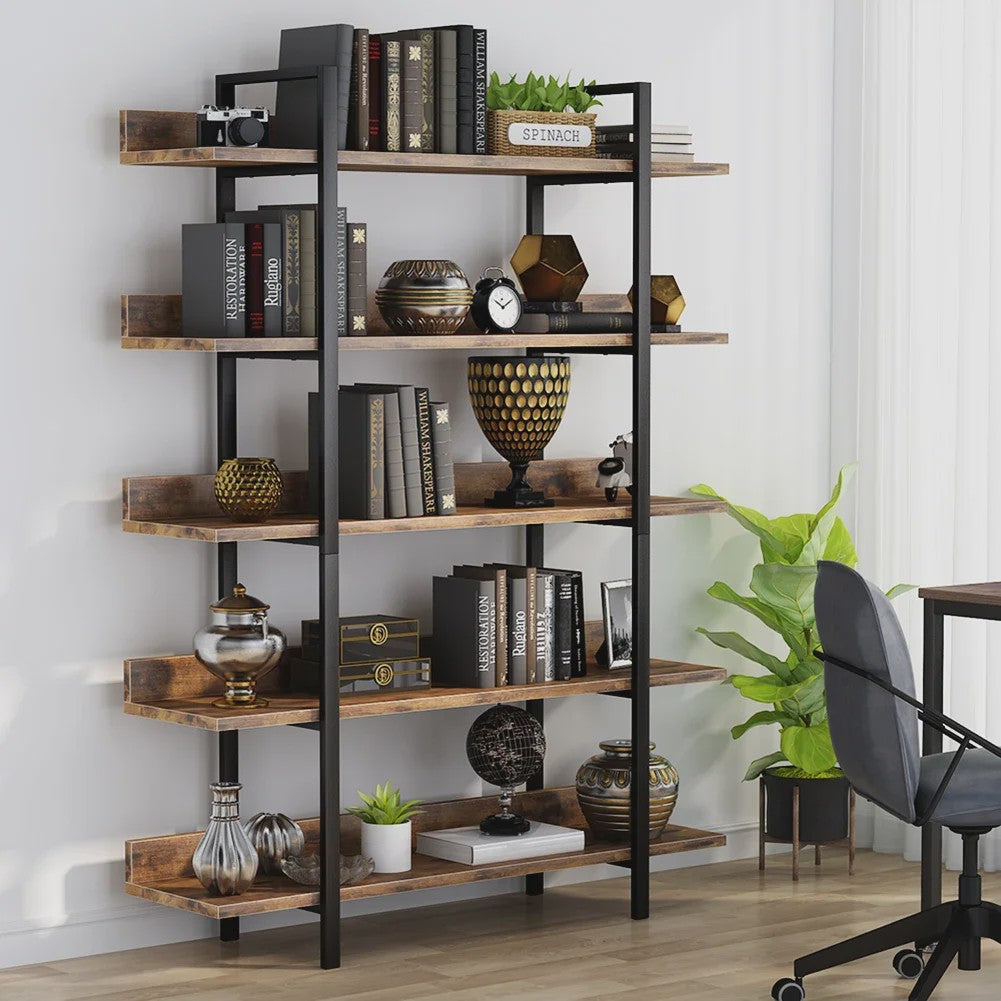 Industriële Boekenkast 5 Lagen - Stevig Staal & Hout Design