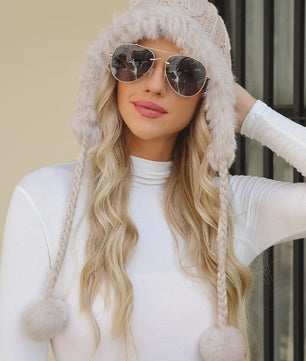 Dames Wintermuts Gebreid met Pompon en Fleece Voering - Warm en Stijlvol
