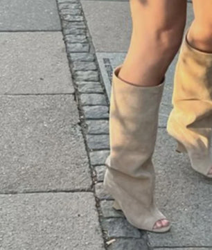 Zomer Peep Toe Laarzen met Hoge Blokhak - Elegante Lange Laarzen voor Dames