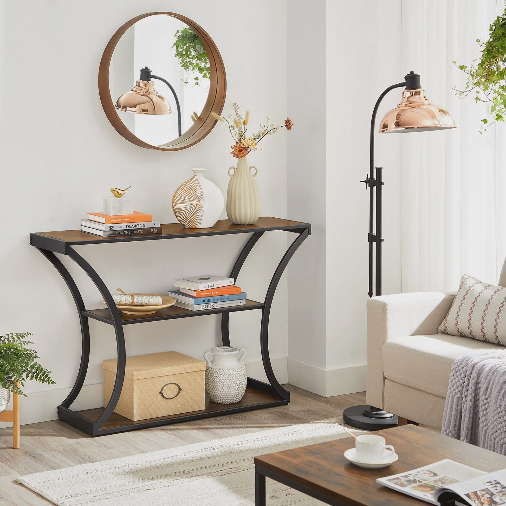 VASAGLE Console Tafel met 2 etages - Vintage Design voor Hal en Woonkamer