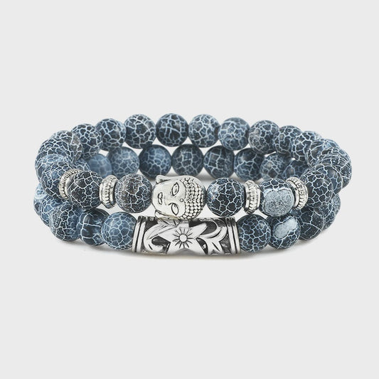 Set van 2 Houten Kralen Armbanden met Buddha & Natuursteen - Meditatie & Spirituele Sieraden