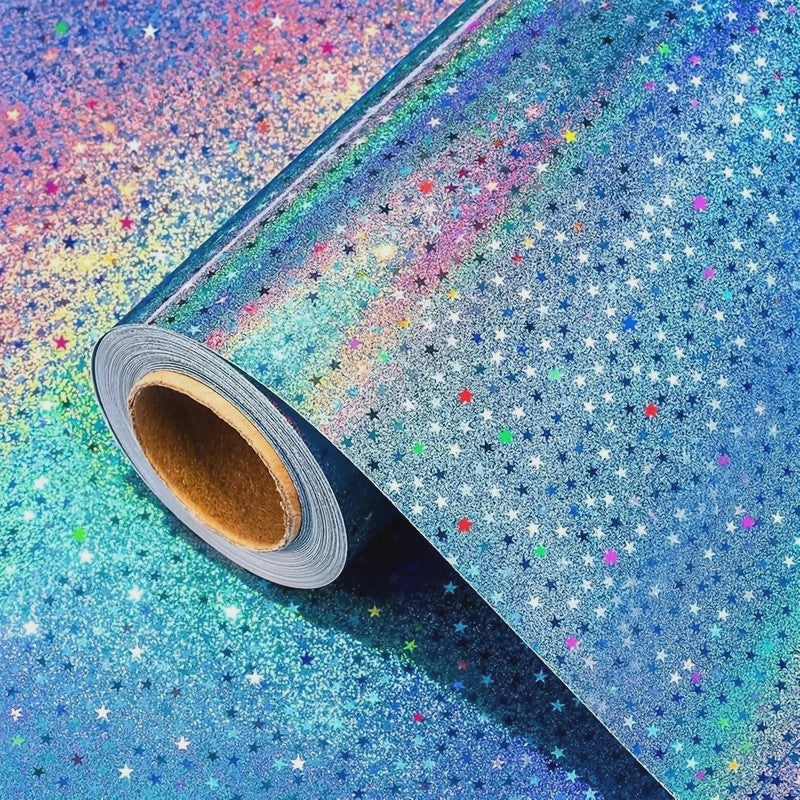 Holografisch Sterren Cadeaupapier Blauw - Glanzend & Feestelijk