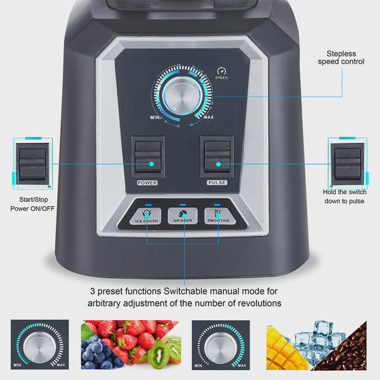 BioloMix Krachtige Keuken Blender met 2L Jar - Smoothie, Sap & IJscrusher