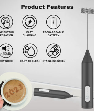 Mini Melkopschuimer - USB Oplaadbaar met 3 Snelheden voor Koffie, Cappuccino & Meer