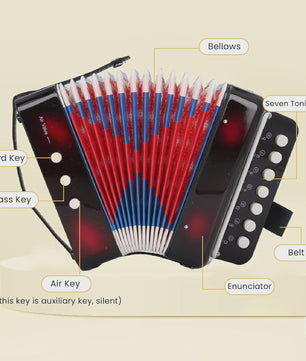 Mini Accordeon 10-Toetsen - Draagbaar Instrument voor Kinderen, Volwassenen & Beginners