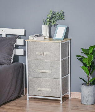 Homcom 3-Laden Stoffen Commode - Moderne Opbergkast met Stalen Frame en Verstelbare Voeten