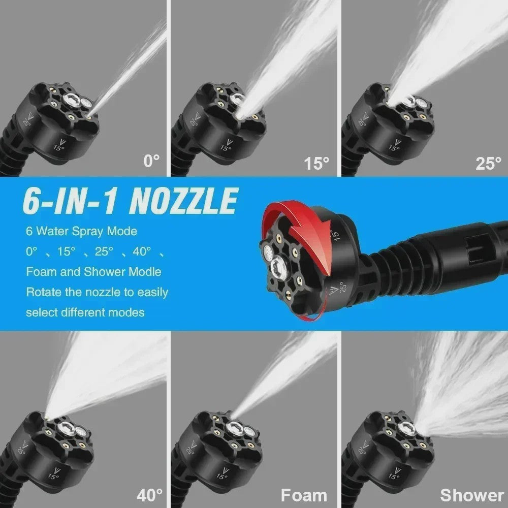 YOFIDRA 6-in-1 Hogedrukreiniger 200 Bar - Krachtige Borstelloze Waterstraal voor Auto & Tuin (Makita Accu Compatibel)