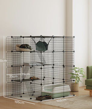 Grote DIY Kattenkooi Ren met Platforms en Hangmat - Ruim Binnenverblijf voor Katten