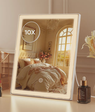 Verstelbare LED Make-up Spiegel met 10x Vergroting, Touchscreen & USB Oplaadbaar - 3 Kleuren & Dimbaar