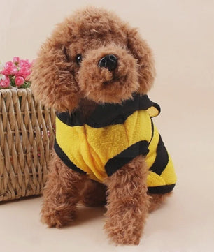 Schattige Bijen Fleece Hoodie voor Honden en Katten - Warm & Feestelijk Kostuum