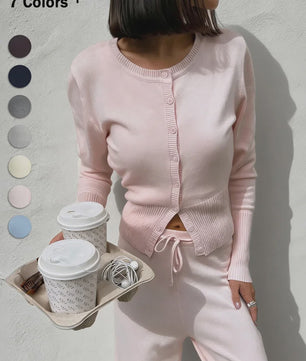 Dames Gebreide Cardigan met Lange Mouwen - Slim Fit & Elegant