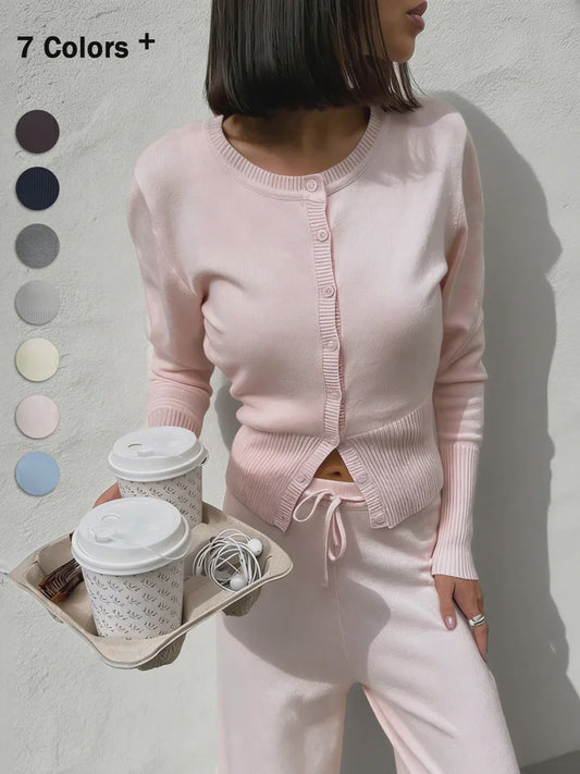 Dames Gebreide Cardigan met Lange Mouwen - Slim Fit & Elegant